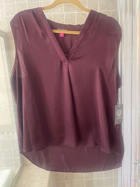 Vince Camuto Sleeveless V-Neck Blouse in Plum